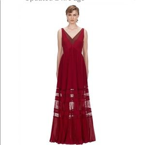 Self Portrait‎ Burgundy Chiffon Maxi Dress Sz. 6 NWT